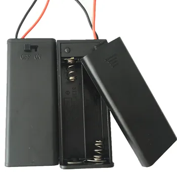 

3V waterproof battery holder AA2 with ON/OFF switch slide cover 2XAAA2X1.5V battery battery box 6'' wires,100pcs/lot