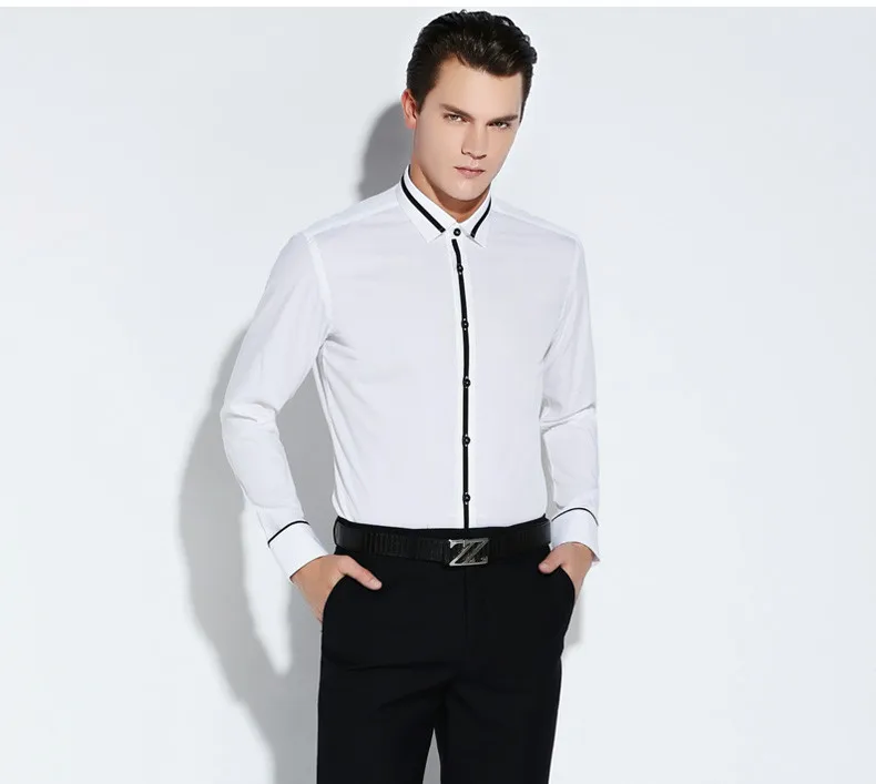 Caiziyijia 100 хлопок Мужская одежда 2018 Новый Белый с длинным рукавом Camisa masculina Кнопка Подпушка брендовая одежда свадебные рубашка