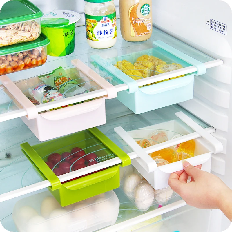 

GOUGU Refrigerator Storage Box Kitchen Fresh Spacer Layer Storage Rack Pull-out Drawer Fresh Sort Organizer