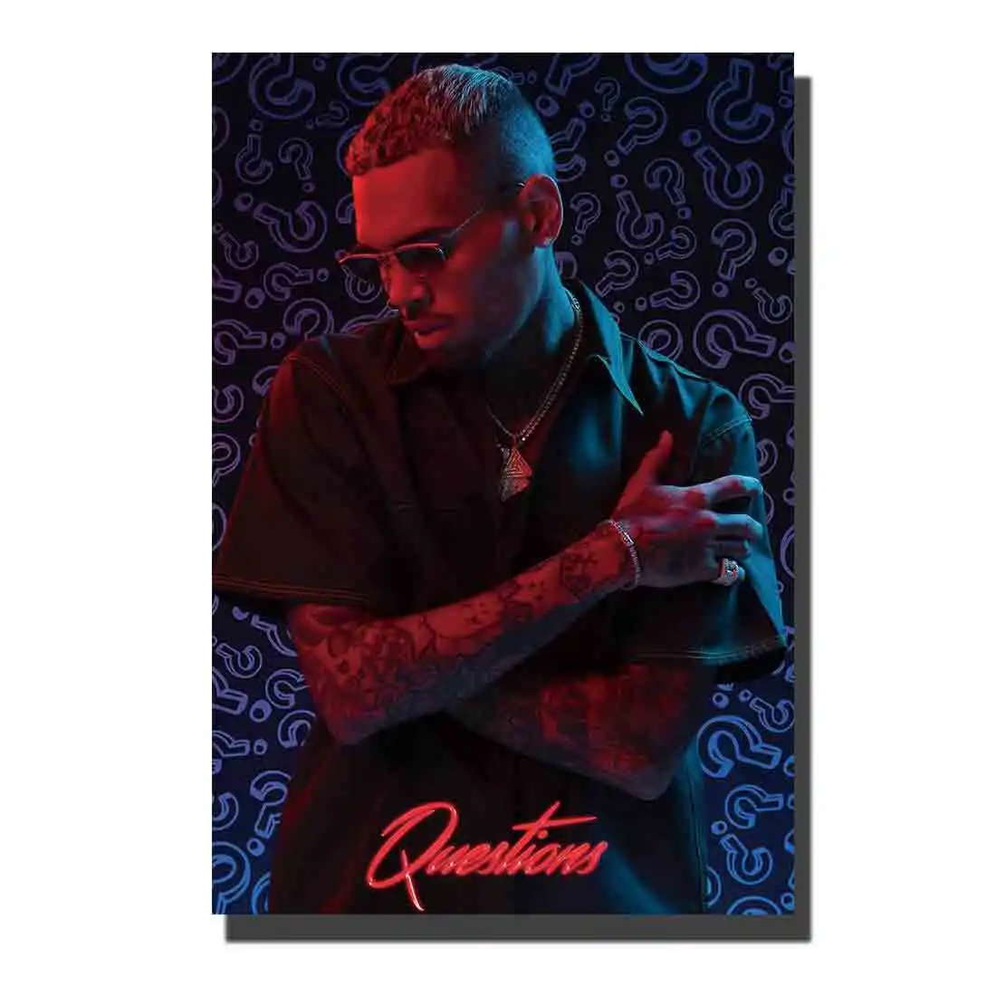 

Questions Chris Brown Rapper Art Poster custom Home Wall decor 8x1212x18 24x36canvas living roomdecoration