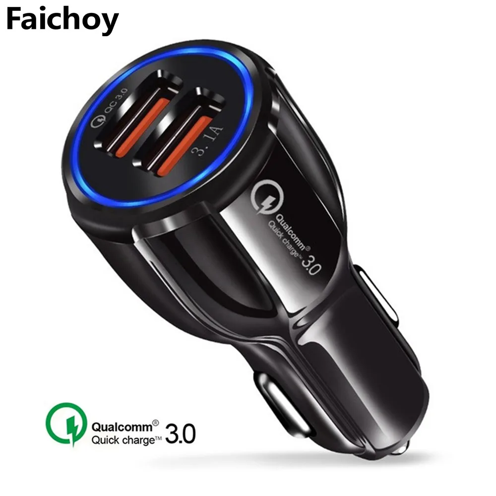 QC 3.0 2 ميناء USB شاحن سيارة 5 V 3.1A سريع شاحن كوالكوم سريعة تهمة 3.0 القياسية شحن ل iphone سامسونج هواوي Xiaomi