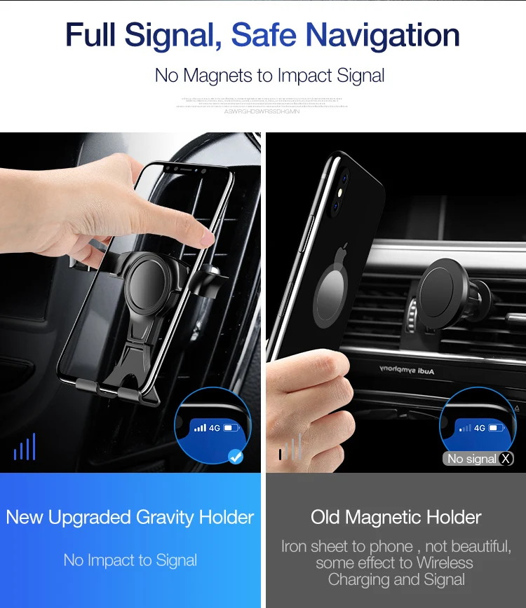 RAXFLY гравитационный Автомобильный держатель для телефона, держатель на вентиляционное отверстие автомобиля, подставка для iPhone, samsung, универсальный автомобильный держатель для мобильного телефона