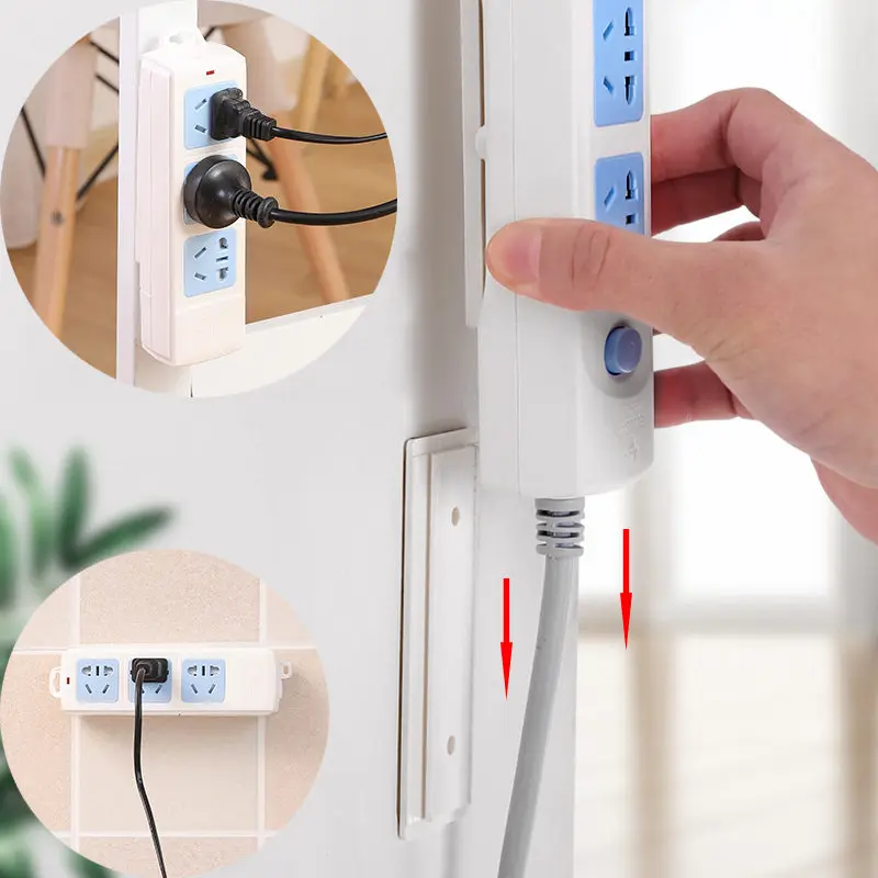 

1PC Seamless Sticker Holder Wall Fixer Power Strip Holders Storage for Sockets Wall Holders Socket Charging Shelf Stand Tool U3