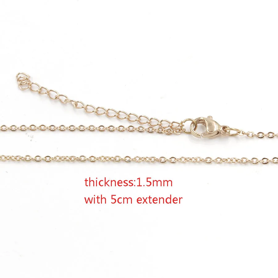 Fnixtar40 см 45 см 50 см розовое золото нержавеющая сталь DIY ожерелье цепь 1 мм 1,5 мм 2 мм толщина цепи кабель цепи ожерелье 10 шт./лот - Окраска металла: 1.5mm  rg extender