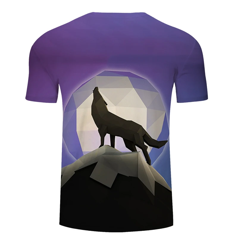 galaxy волк harajuku футболка, 3D печатается мужские летние повседневный уличный стиль Круглый воротник FO. футболка