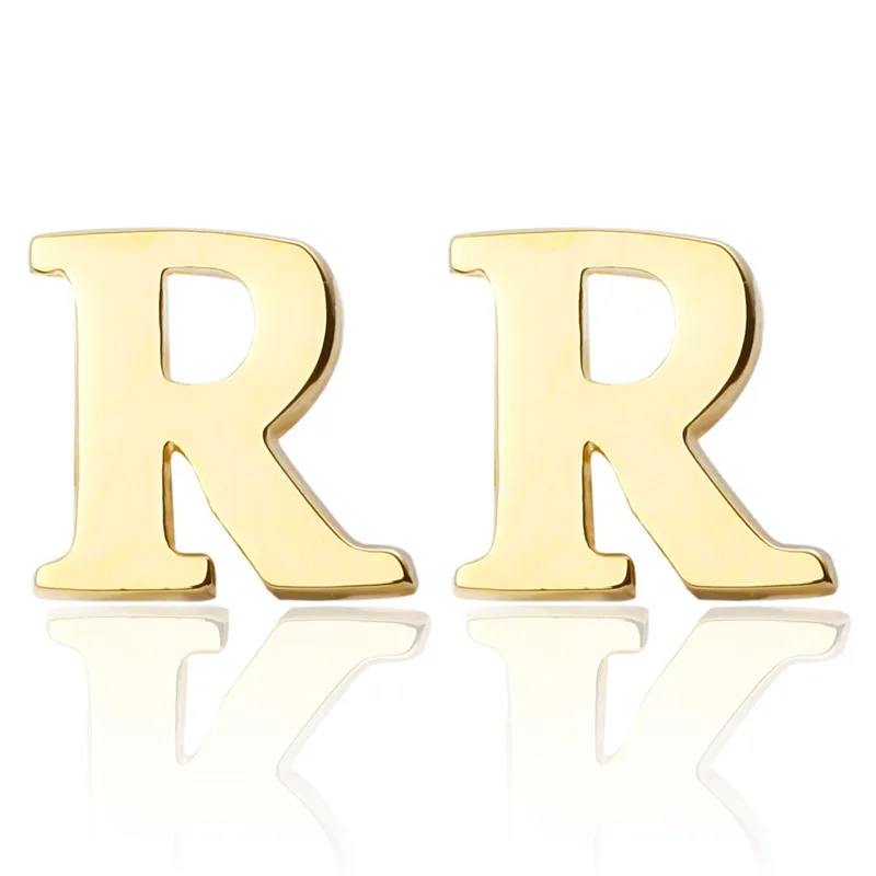 Lettre r Acier Or Classique Mariage Hommes une paire de boutons de manchette en acier inoxydable
