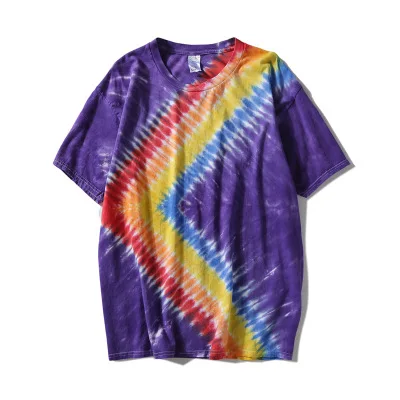 Plegie Tie Dye футболка унисекс летняя хип-хоп Мужская футболка с круглым вырезом и необычным рисунком хлопок свободные футболки - Цвет: C t shirt