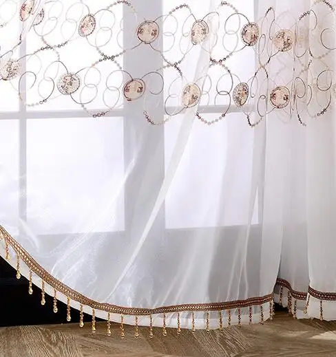 Европейский роскошный кружевной вышитый занавес s тюль для спальни гостиной дизайн оконные шторы занавески - Цвет: Color 2 Tulle