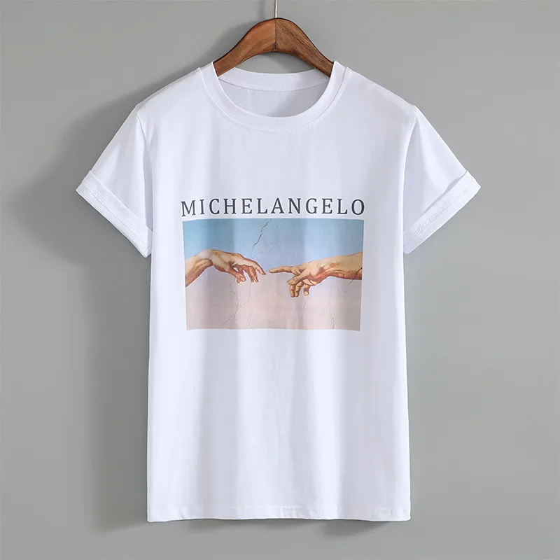 Michelangelo Cappella Sistina Футболка Harajuku Ulzzang Tumblr женская футболка Kawaii Femme хлопковые
