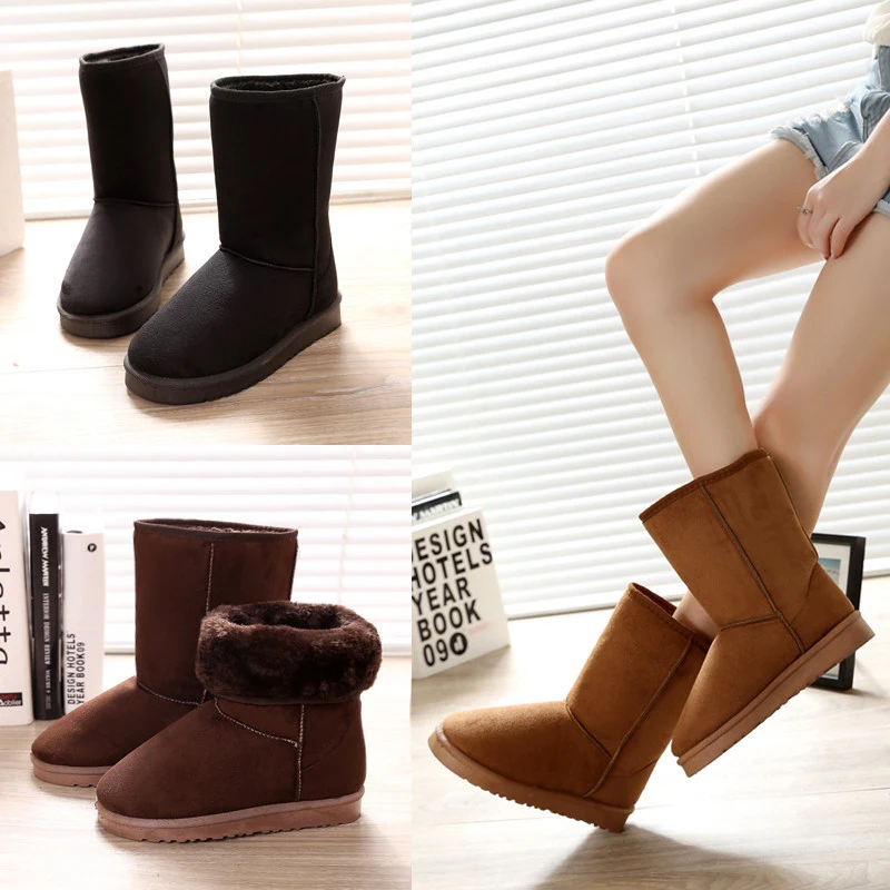

Women Warm Ankle Boots Faux Fur Winter Fashion Boots Flat with Light Bootie Warm Footwear Shoes Booten XWX7088