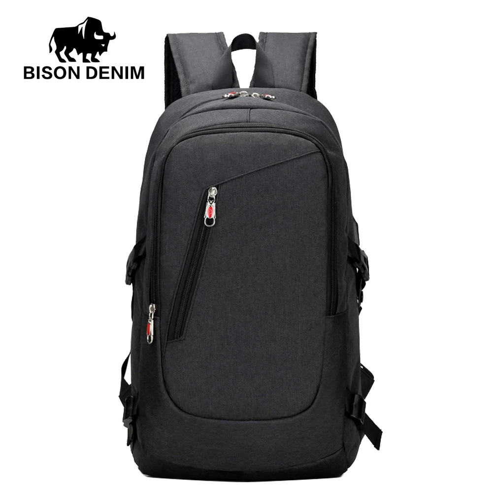 BISON DENIM Brand Backpack Men 15.6 inch Laptop Bags For Teenager Boys