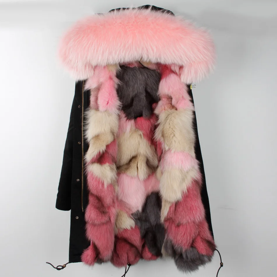 Зимняя куртка пальто женщин парка большой натуральным мехом енота с капюшоном натуральный мех черно-бурой лисы пальто с мехом удивительное качество Лидирующий бренд