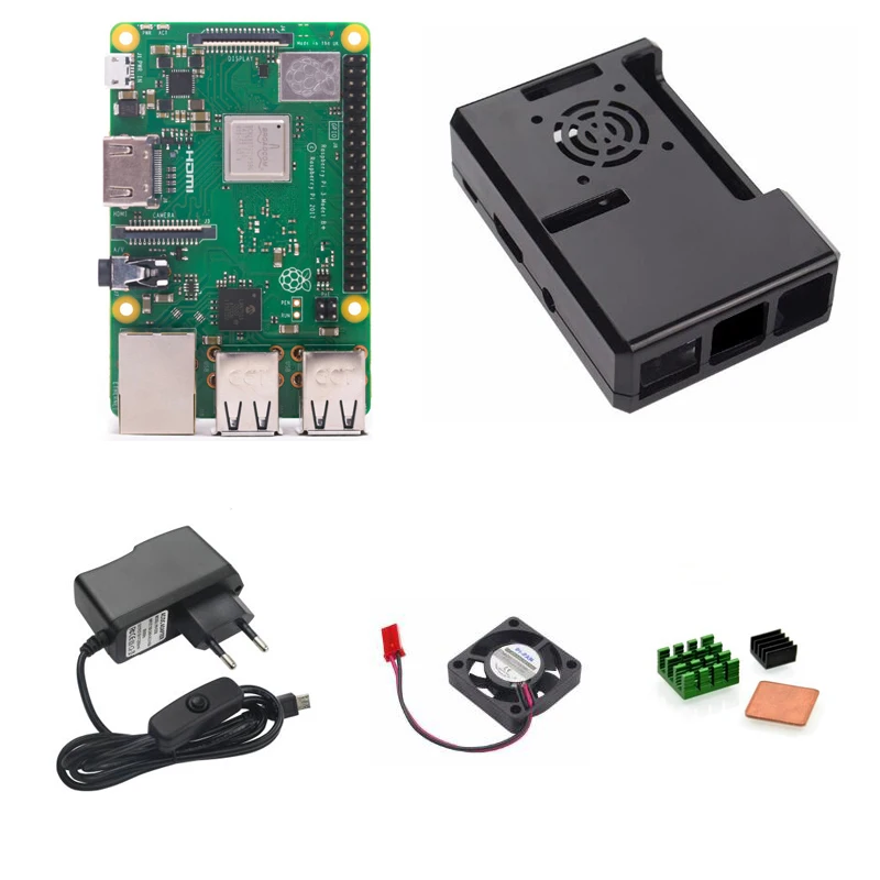 Raspberry Pi 3 Model B+ с ABS корпус 5 V 2.5A Мощность адаптер охлаждающий вентилятор Радиатор HDMI кабель SD карты для RPI 3 Модель B плюс