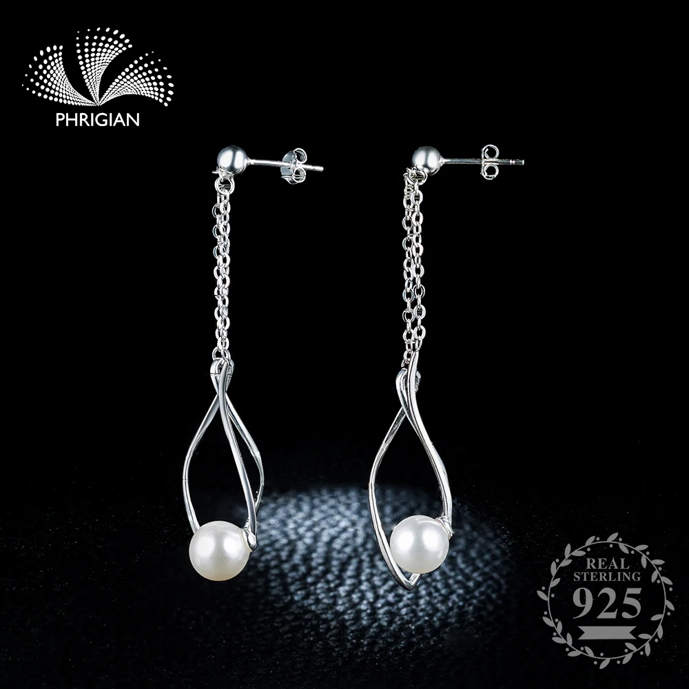 

NOT FAKE 925 S925 Sterling Silver Genuine earrings new arrival crystal freshwater pearl fancy elegant mother women girl