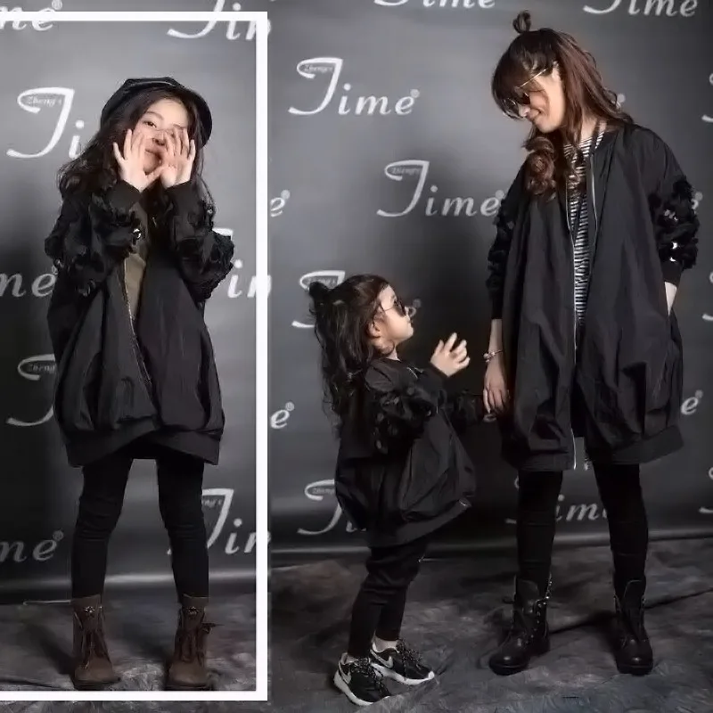 

Family Matching Clothes Mother and Daughter Clothes Sequins Trench Mommy Baby Outfits Family Look Jacket Coat Baby Jackets