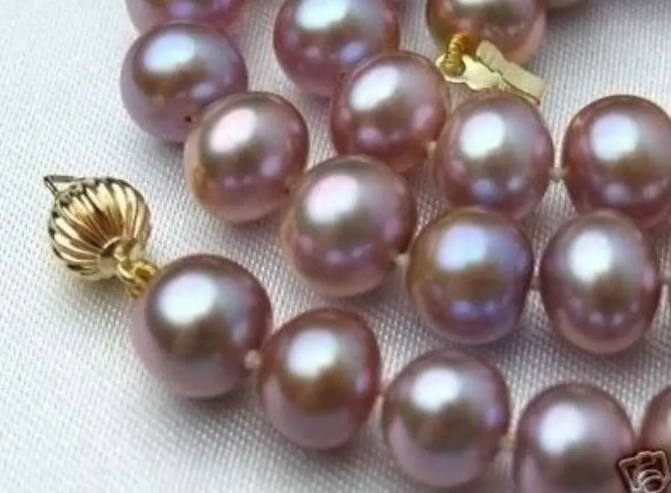 

8-9mm Purple Akoya Cultured Pearl Necklace+earring 17