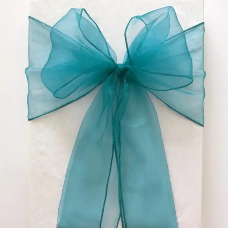  18CM*275CM Teal Blue Organza Chair Sashes Wedding Party Banquet Bow Cover Chair Decoration Supplies -SASH