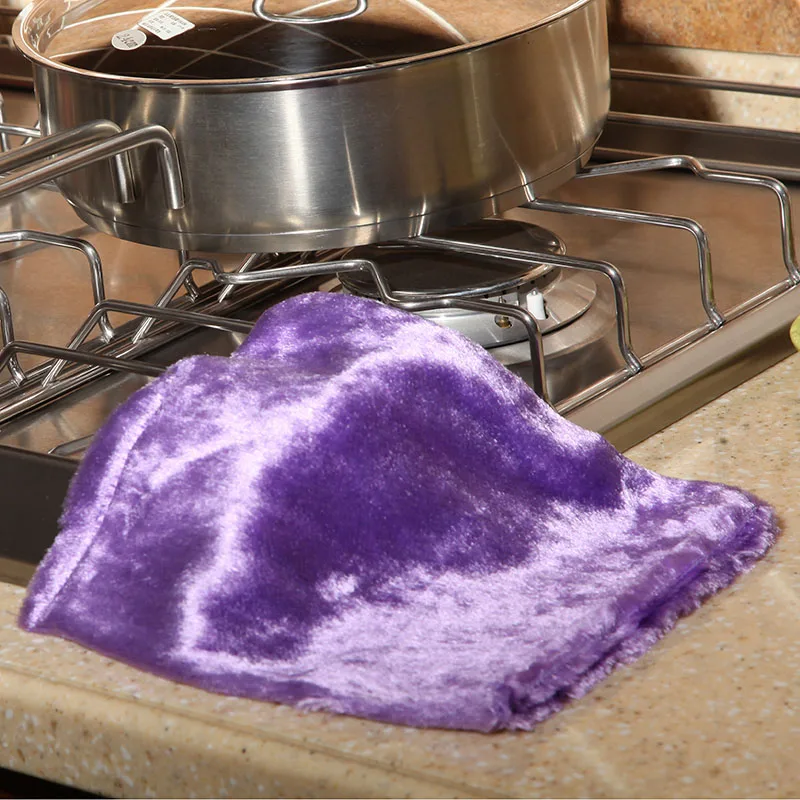 SINSNAN Горячая супер абсорбент микрофибра антипригарное масло мерсеризованное деревянное волокно кухонное полотенце блюдо ткань многофункциональная бамбуковая тряпка - Цвет: Фиолетовый
