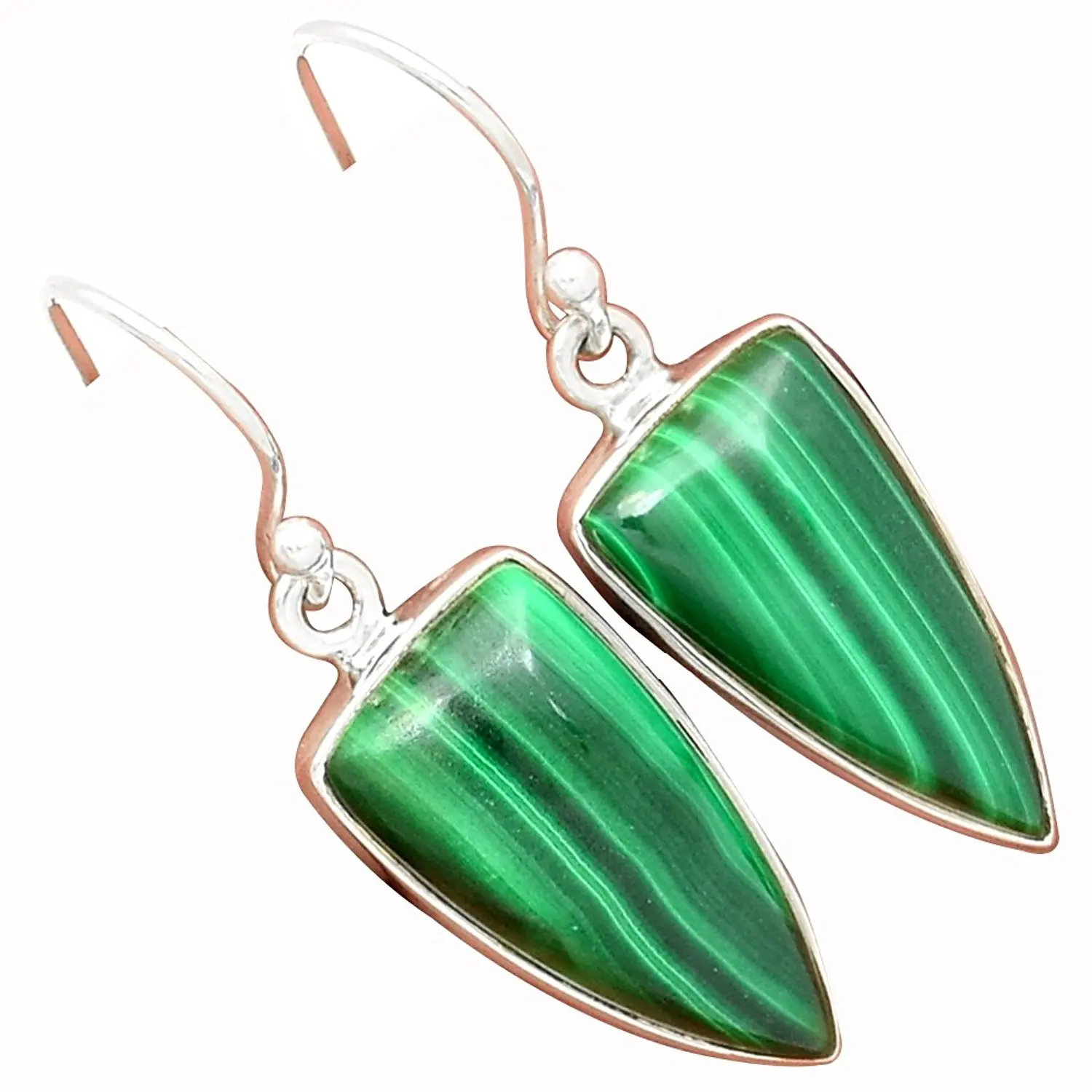 Lovegem Genuine Malachite Earrings 925 Sterling Silver,35.9 Mm, Ae1471