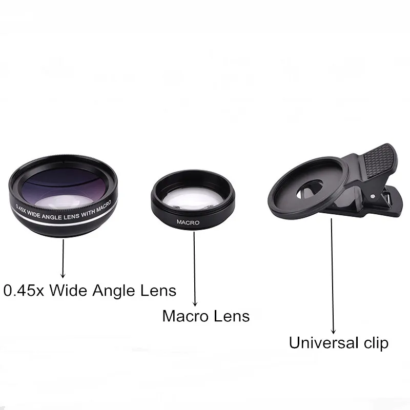 Phone Lens 2 in 1 Mobile Phone Lens 0.45X HD Wide Angle Lens+12.5X Macro Lens For Samsung Sony Smartphones 37mm Thread Clip Phone Lens (2)