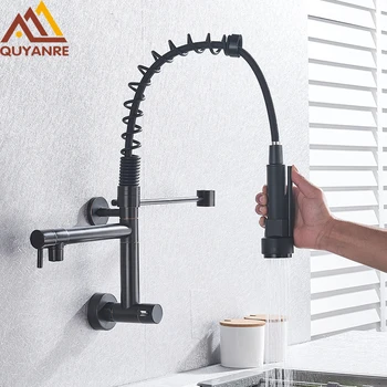 

Blackend Wall Mounted Kitchen Spring Faucet Dual Spouts 360 Rotation Single Cold Kitchen Mixer Tap Torneira Para Cozinha De Tap