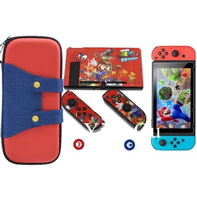 Storage Bag for Nintend Switch Console Tempered Glass Screen Protector for Nintendoswitch Joystick Grip Caps for Nitendo Joy-Con - Цвет: B