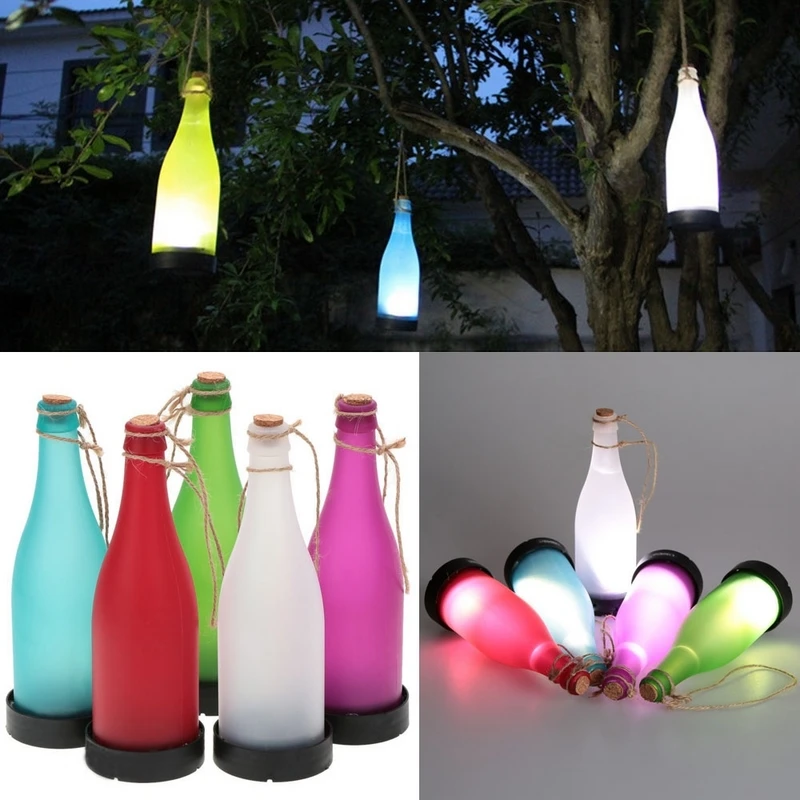 5 pcs Waterproof Cork Wine Bottle Garden Solar Led Lights Outdoor Hanging Lighting Lamp For