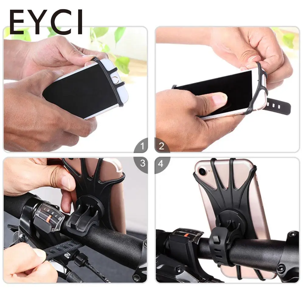 Discount Silicone Black Bicycle Handbar Clip Cycling Tools Navigation Bracket Outdoor Bicycle Phone Holder Portable 15