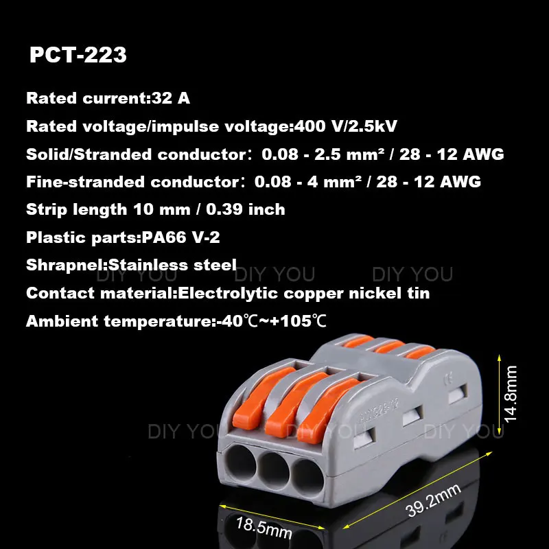 10/30/50/100 шт PCT-223 вам возможность самостоятельно украсить свой телефон вам мини-Быстрый провод разъема Универсальный Компактный соединитель проводки пуш-ап-в клеммный блок