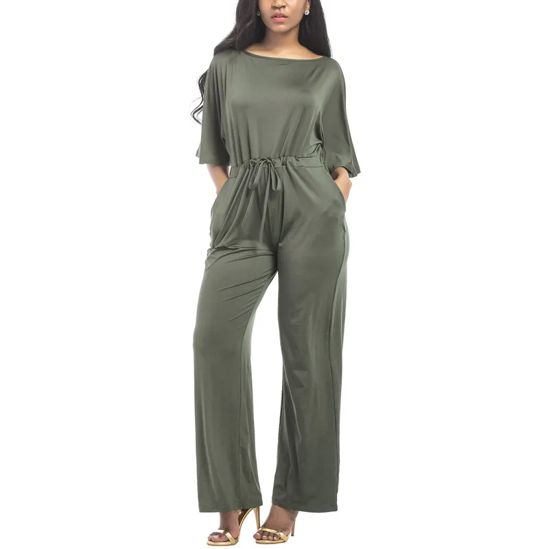 ilstile 2017 Fashion Women Half Sleeve Casual Loose Jumpsuits Autumn