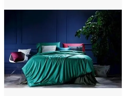 

Blue Green Bedding sets Egyptian Cotton sheets bed linen quilt duvet cover bedspread bed in a bag bedset King Queen size 4PCS