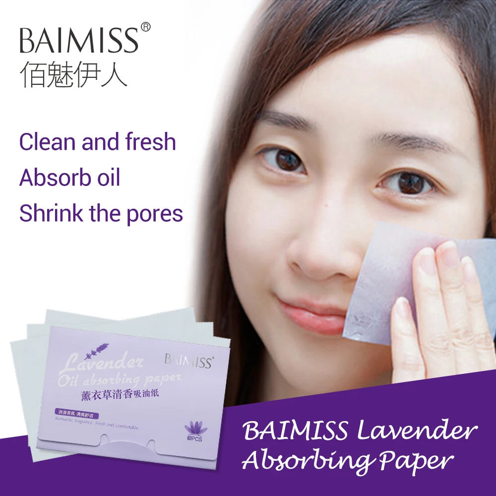 BAIMISS lavender Facial Absorbent Paper Oil Absorbing Sheets Deep Cleanser Black Head Remover