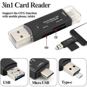 

Card Reader Adapter 3in1 USB 3.1 USB-C TF Type C Micro SD OTG Connector For Macbook HUWEI Samsung Phones Laptop Desktop Computer