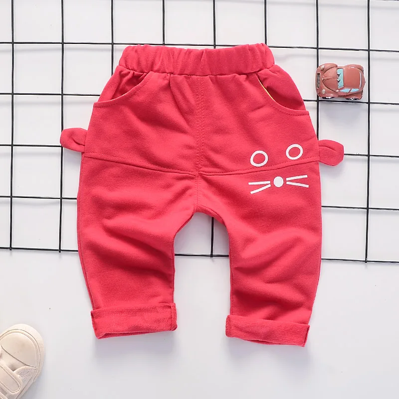 DIIMUU/От 1 до 3 лет; осенние модные штаны для мальчиков и девочек; одежда для детей; эластичные повседневные длинные брюки с рисунком - Цвет: Красный