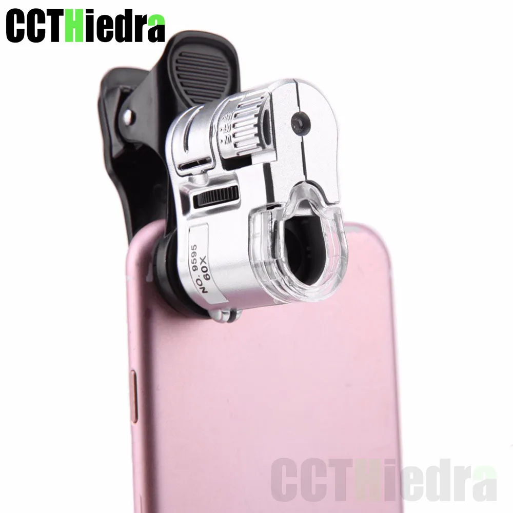 

For iPhone SE5S 6S Plus 3 LED Mobile Most Phone Microscope Macro Lens 60X Optical Zoom Magnifier Micro Camera Clip Lenses