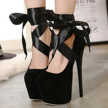 

Nice Women Sexy Platform Round Toe T Cross Straps Ultra Thin Heels High Heeled 18cm Pumps Wedding Shoes Women Shoes Z181