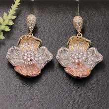 Lanyika Дубай Стиль специальный цветок серьги для помолвки полный микро-инкрустация модные роскошные подарки