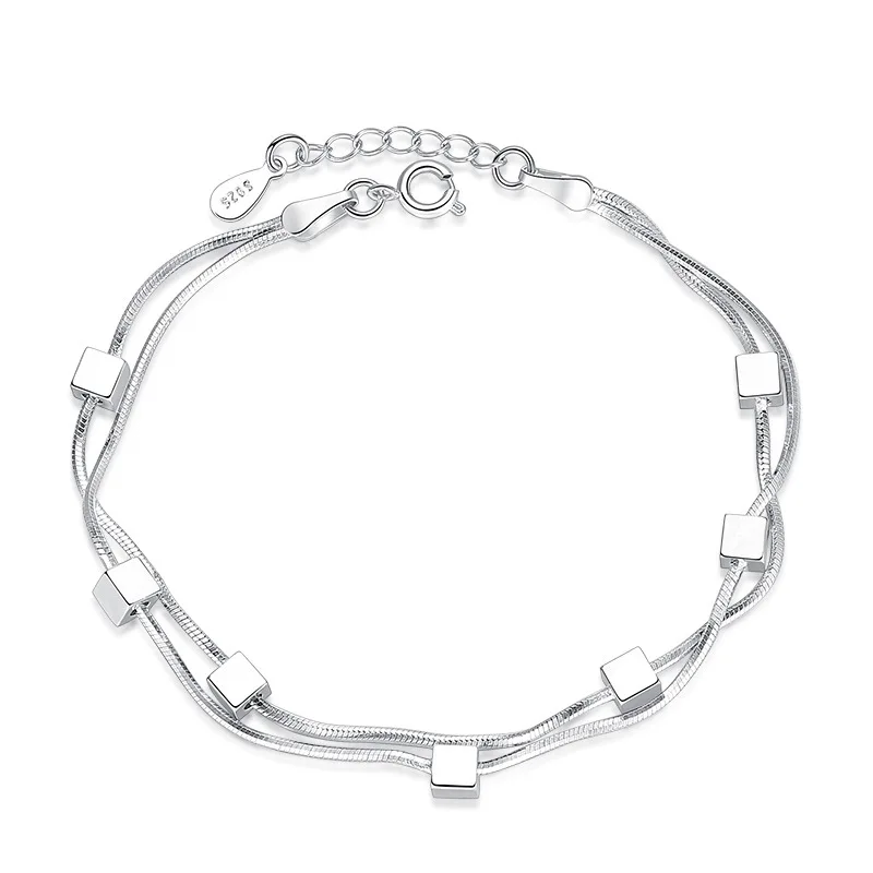 Crazy Feng серебряный цвет Шарм кубик браслеты для женщин звено цепи браслеты вечерние Модные женские браслет ювелирные изделия подарок