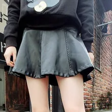 Весна-осень, зимний, модный, брендовый Искусственная кожа Высокая юбка с высокой талией под грудь, из кусков, повседневная короткая черная юбка saias femininas