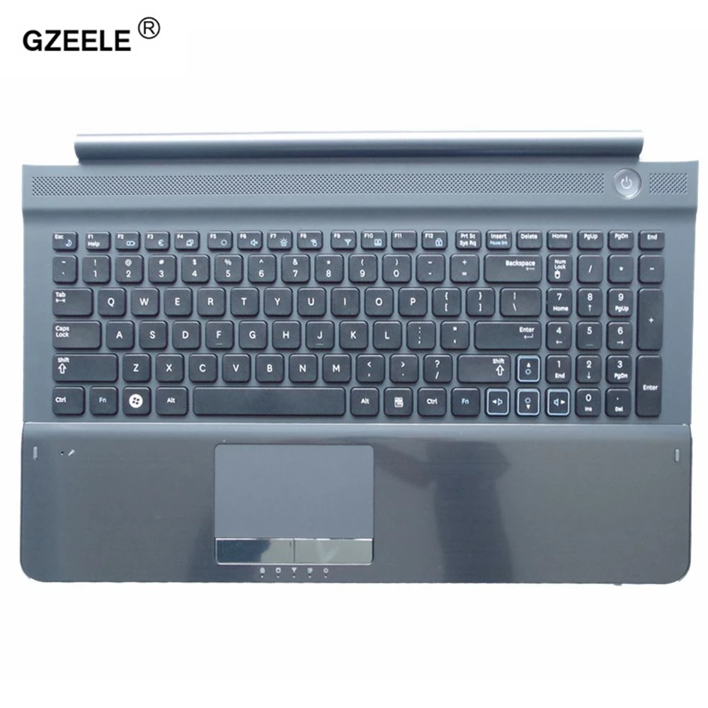 Teclado do Portátil dos Eua com Escudo Palmrest com Touchpad e Alto-falante c para Samsung Gzeele Novo Topcase Habitação Rc512 Rc510 Rc520