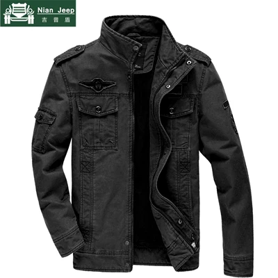 Военная мужская куртка размера плюс, 5XL, 6XL, весна и осень, армейская однотонная Хлопковая мужская брендовая одежда, мужские куртки s - Цвет: Black