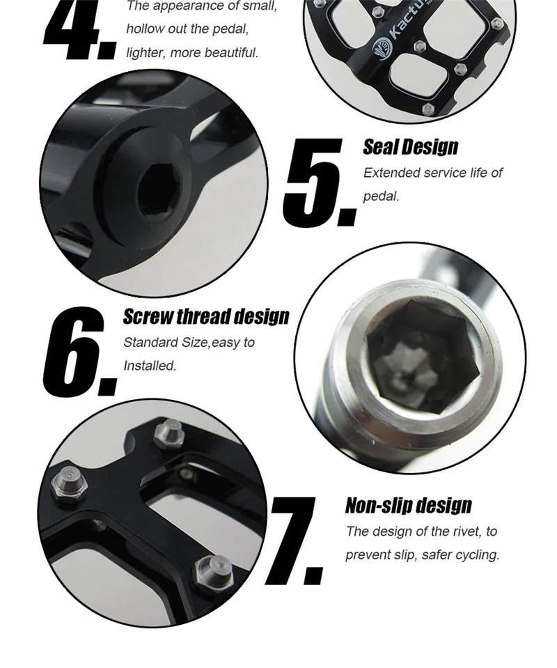 KACTUS 200 г/пара, сверхлегкая титановая ось, педаль горного велосипеда с ЧПУ, шоссейный велосипед с 6 подшипниками, корпус из магниевого сплава, BMX 16 T, педаль