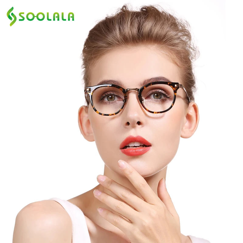 Женские и мужские модные очки для чтения SOOLALA Cateye оправа очков дальнозоркости + 0 5