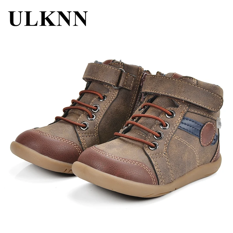 ULKNN حذاء كاجوال الاطفال الفتيان تنيس مينينو جلد طبيعي الرجعية الجانب سستة الأطفال أحذية الفتيان الجلود العلامة التجارية chaussure الشقي