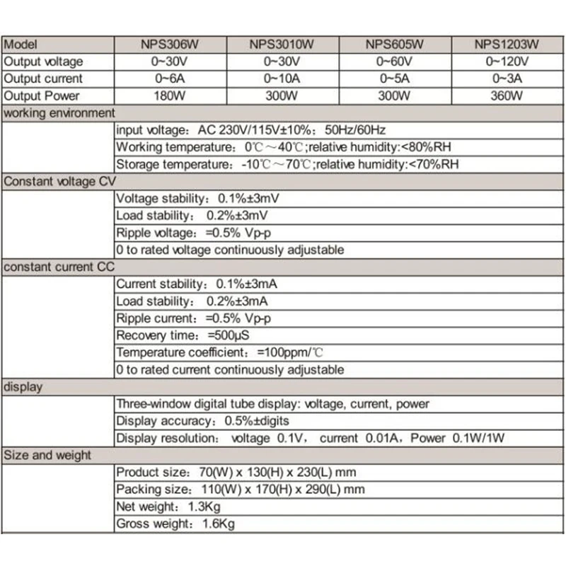 NPS3010W NPS306W Регулируемый цифровой источник питания постоянного тока 30V 10A 5A с дисплеем питания переключатель лабораторный блок питания