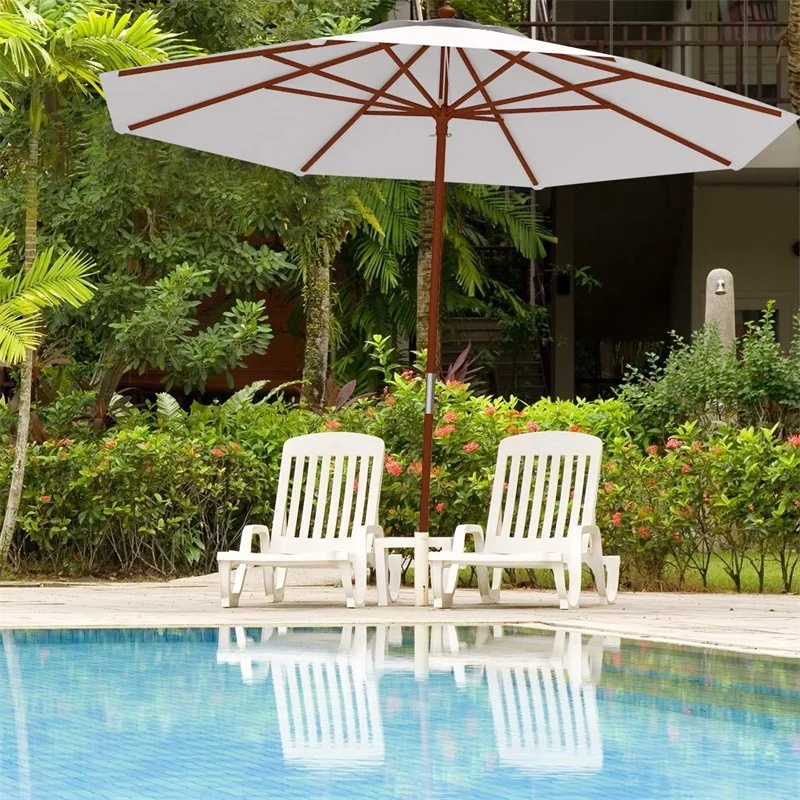 Регулируемый 10 футов деревянный открытый зонтик солнцезащитный садовый непромокаемый зонтик дождевик пляжный зонтик мебель