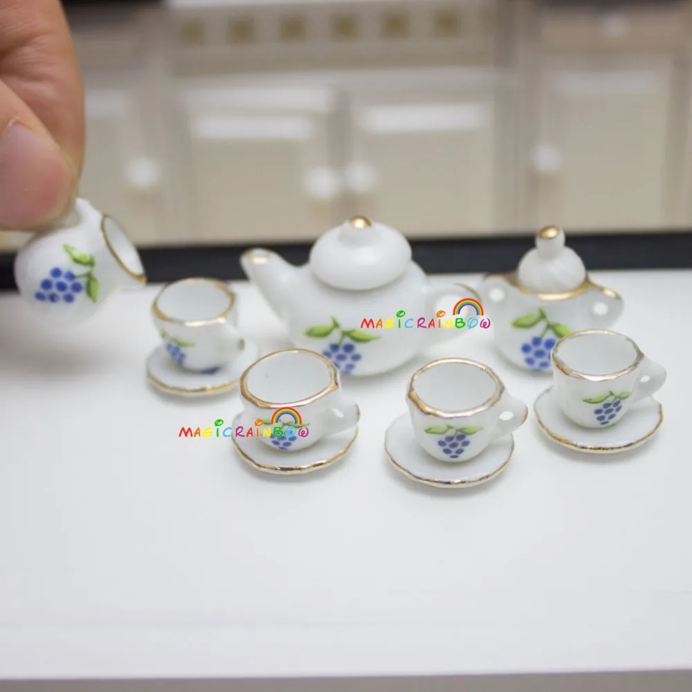 5 Stück Teekanne Teacup Puppenhaus Miniatur Porzellan Kaffee Tee-Set 