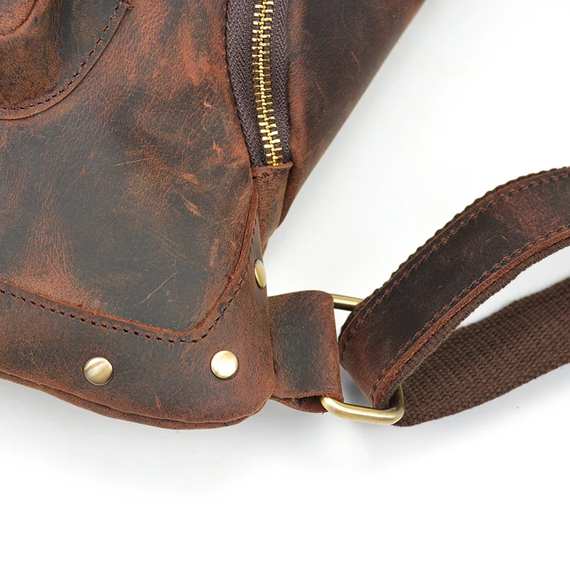 Мужская винтажная нагрудная сумка из натуральной кожи коричневого цвета crazy horse, кожаная сумка через плечо, сумка-мессенджер из коровьей кожи, модный рюкзак для iPad
