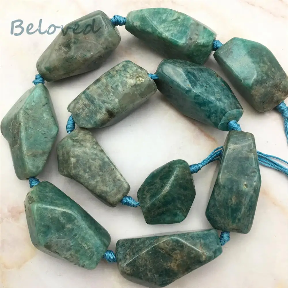 

Irregular Faceted Blue Amazonite Nugget Stone Beads,Smooth Gems Stone Pendant Loose Beads Full Strand For Jewelry DIY, BG18270