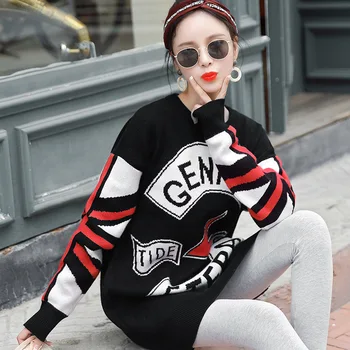 

Maternity Women Hoodless O-neck Long Sleeve Tee Tops New Moms Loose Fit Letters Knitting Pullover Fashion Hoodies Sweaters